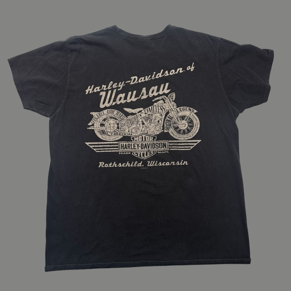 Retro Black/Grey Harley Davidson Pocket Tee - Picture 2 of 6